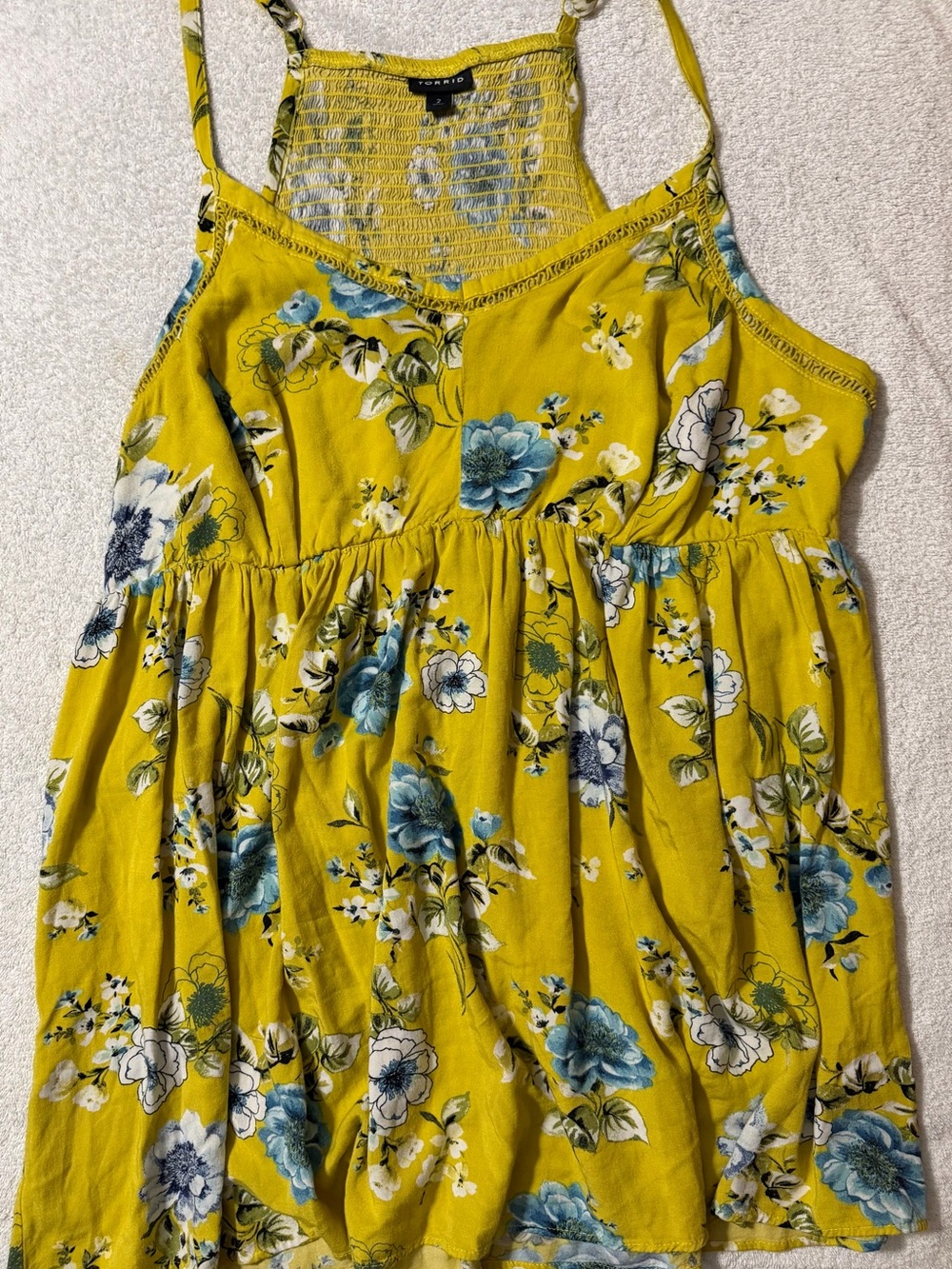 Torrid Floral Smocked Strappy Babydoll Cami Tank Top Boho Layer Sweetheart Neck - Picture 8 of 10